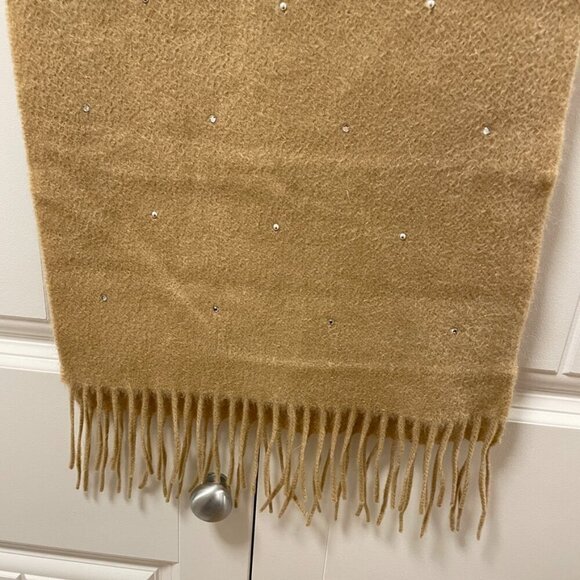 Vintage Rhinestone Fringe Scarf Camel - Picture 3 of 8